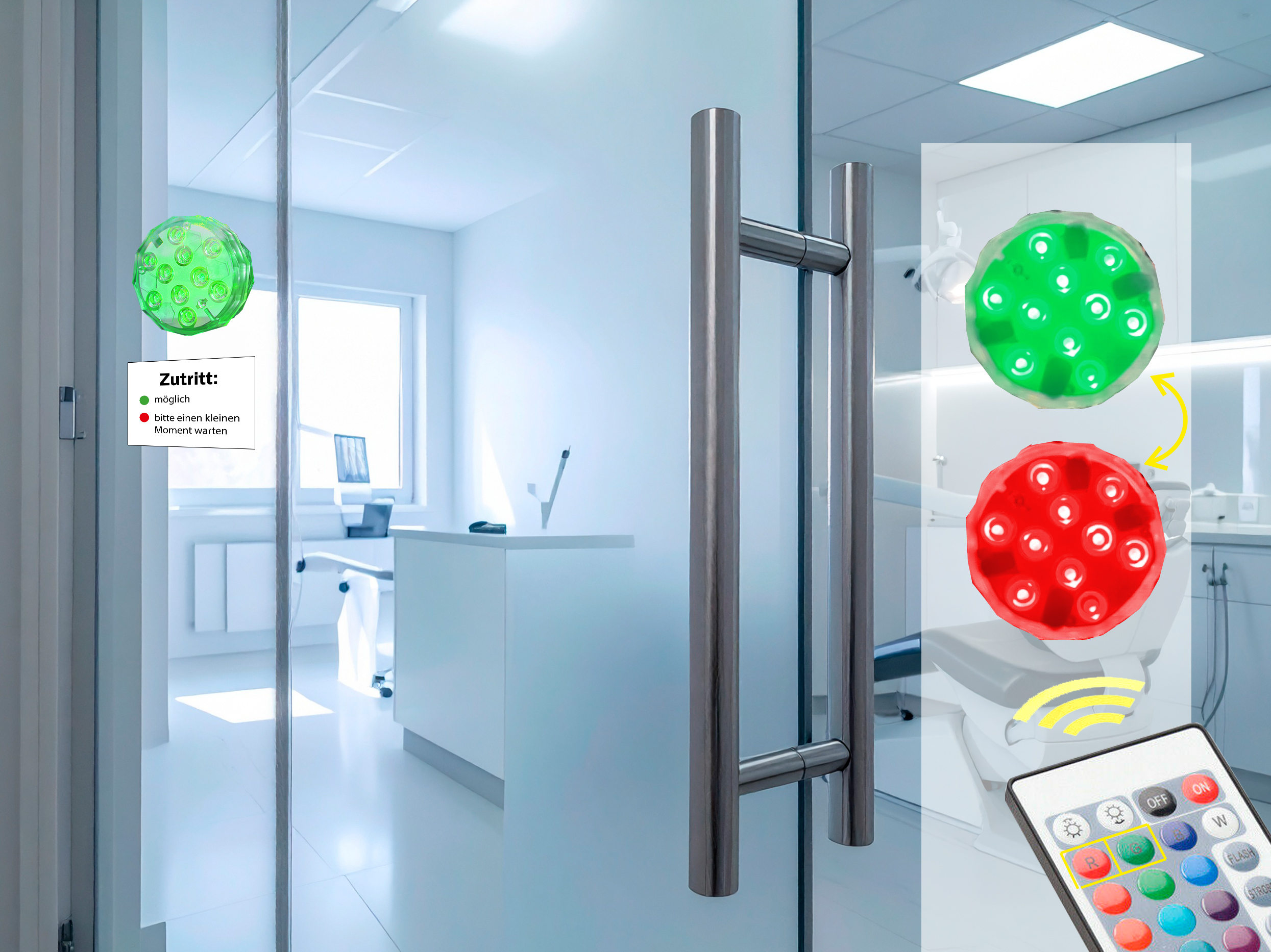 LED-Ampel zur Steuerung des Zutritts, leuchtet grün