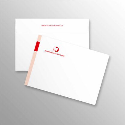 Briefumschlag DIN C5 ohne Fenster rot mit Praxislogo