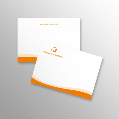 Briefumschlag DIN C6 ohne Fenster orange mit Praxislogo