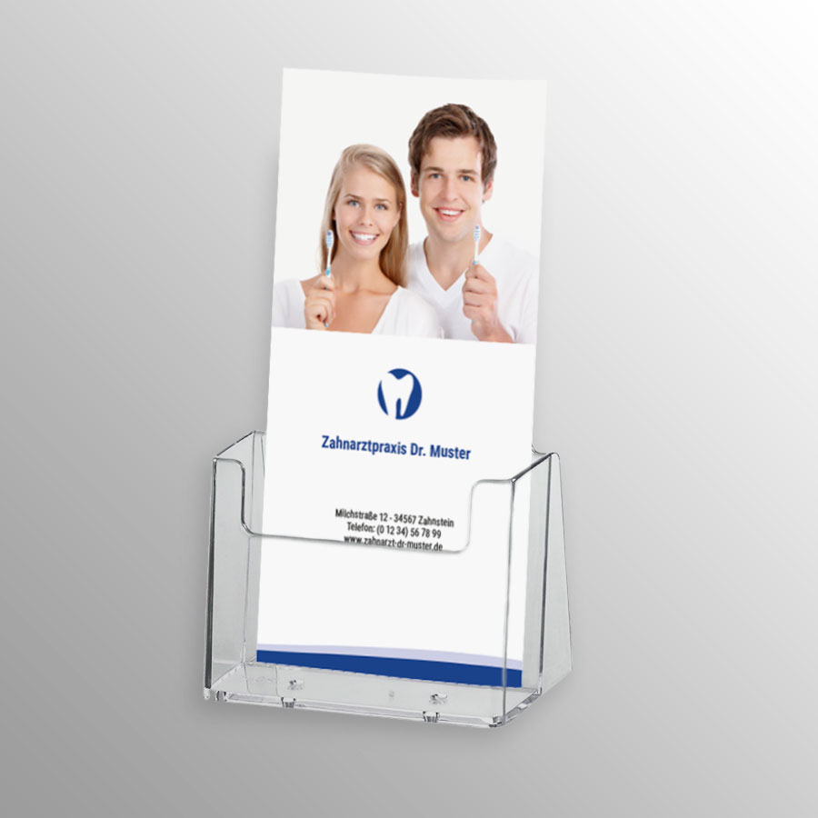 Flyerständer aus Kunststoff mit Flyer