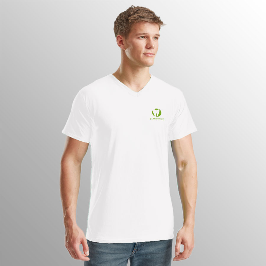 Praxisshirts Herren - weiß, V-Ausschnitt – Bild 2