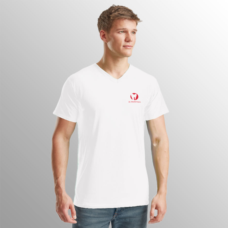 Praxisshirts Herren - weiß, V-Ausschnitt – Bild 3