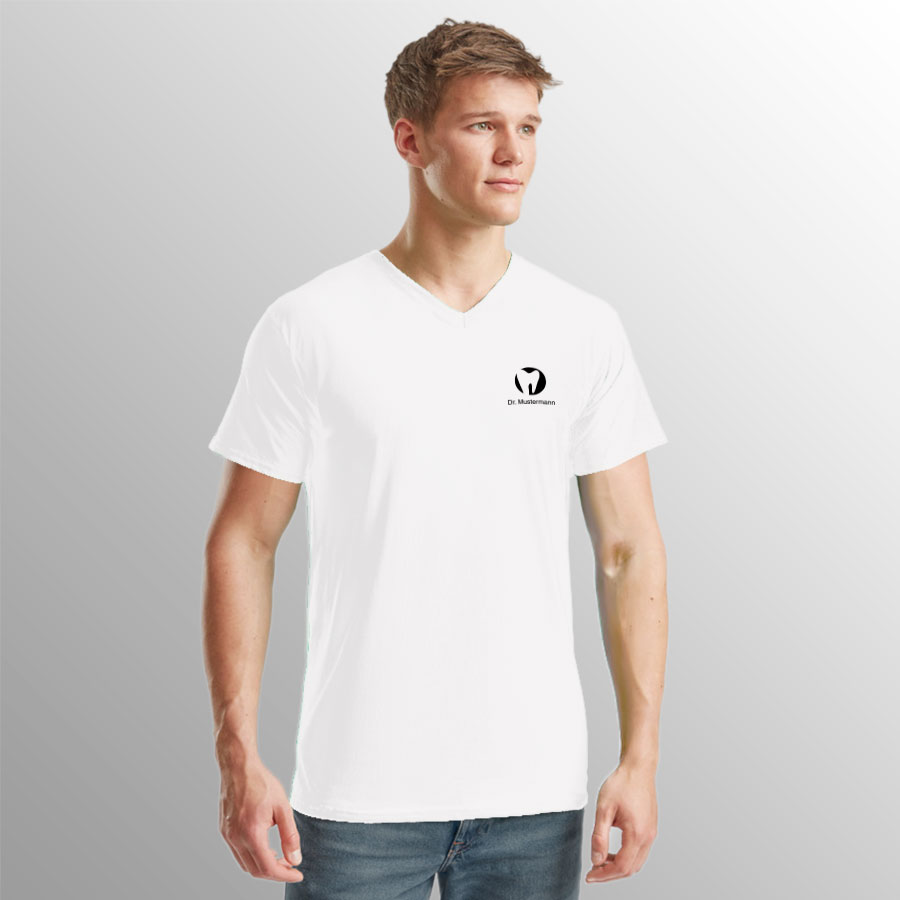 Praxisshirts Herren - weiß, V-Ausschnitt – Bild 5